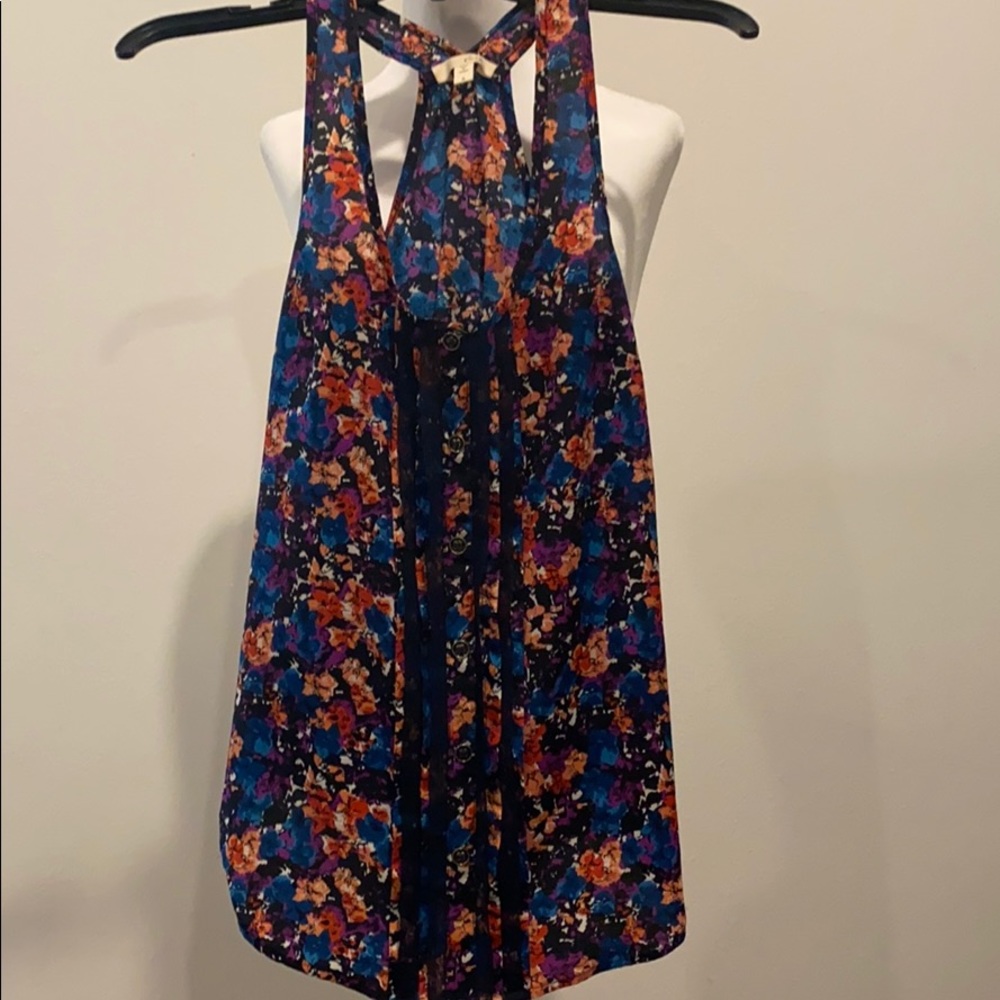 Black and floral cami/tank with lace accents